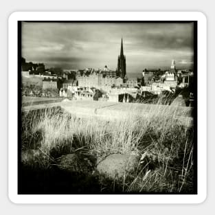 Rooftop view over Edinburgh looking towards The Hub Sticker